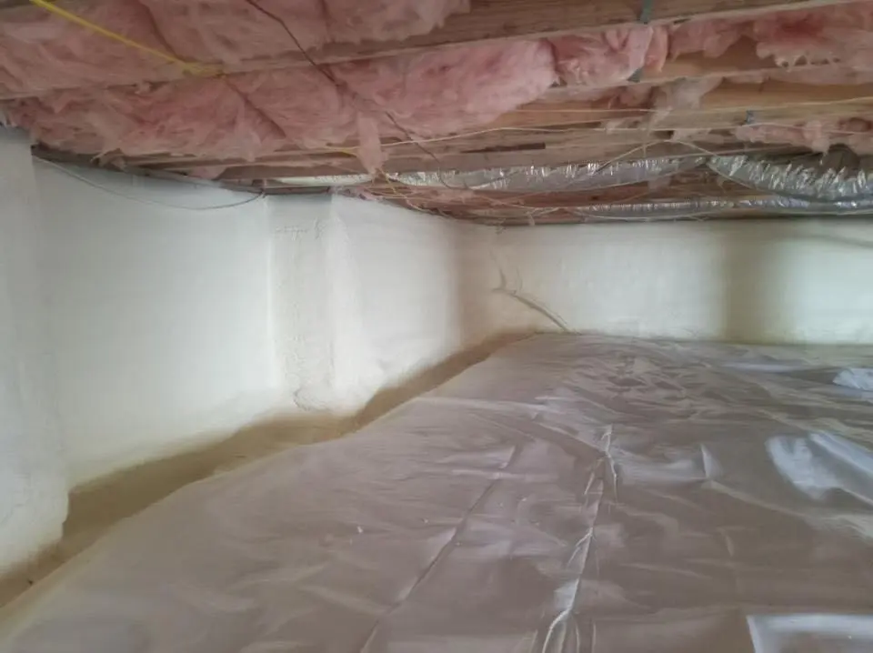 Crawl space encapsulation with closed-cell spray foam for Commercial Roof Restoration in Orion